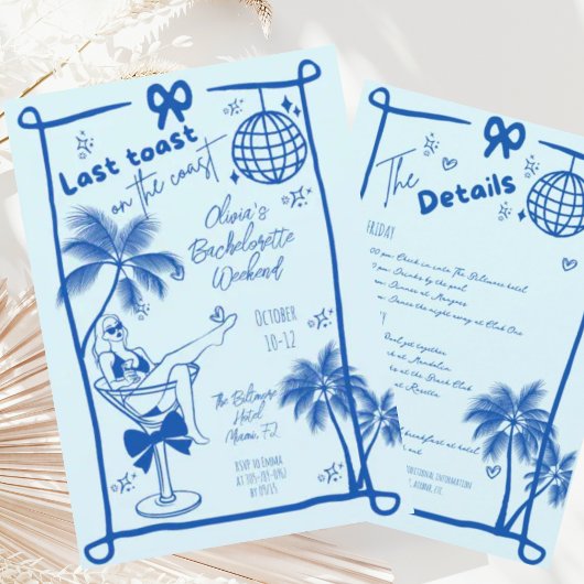 Invitation Dernier Toast Sur La Côte Beach Bachelorette Week-