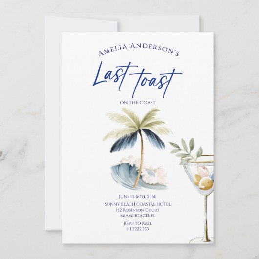 Invitation Dernier Toast Sur La Côte Bechelorette Week-End (Devant)