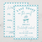 Invitation Dernier toast sur la côte Blue Bachelorette fête (Devant / Derrière)