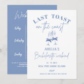 Invitation Dernier toast sur la côte Blue Bachelorette fête (Devant / Derrière)