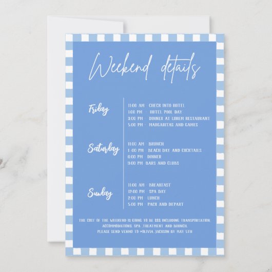 Invitation Dernier toast sur la côte Blue Bachelorette fête (Dos)