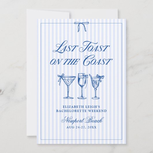 Invitation Dernier toast sur la côte Élégant poitrine tirée à
