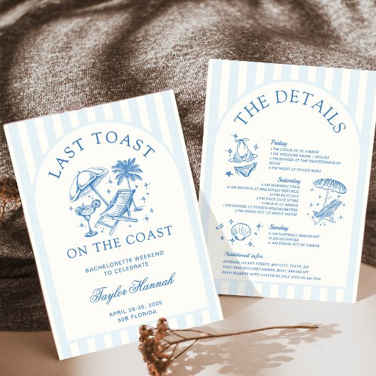 Invitation Dernier Toast sur la Côte Itinéraire de la Bachelo