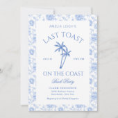 Invitation Dernier Toast Sur La Côte Palmiers Bachelorette (Devant)