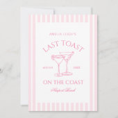 Invitation Dernier Toast Sur La Côte Pink Bach Week-End (Devant)