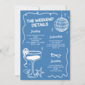 Invitation Dernier Toast Sur La Côte Plage Bachelorette Bleue (Dos)