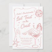 Invitation Dernier Toast Sur La Côte Rose Bachelorette Week-E (Devant)