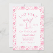 Invitation Dernier Toast Sur La Côte Rose Floral Bachelorette (Devant)