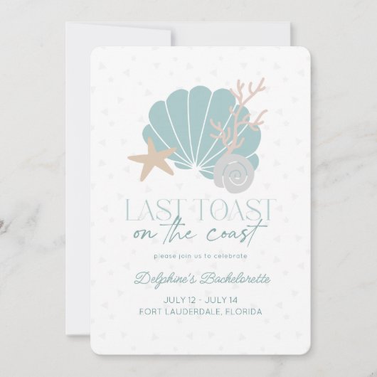 Invitation Dernier toast sur la côte Shell Bachelorette Week- (Devant)