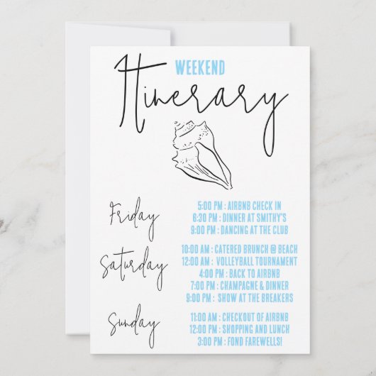 Invitation Dernier toast sur la côte Week-end Bachelorette Pa (Dos)