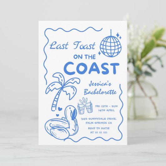 Invitation Dernier Toast Sur La Côte Week-end Enterrement de  (Debout devant)