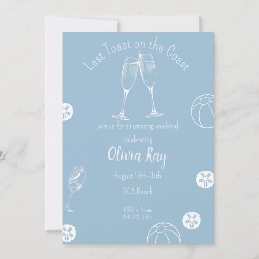 Invitation Dernier Toast sur la hower de bachelloretteoes côt (Devant)