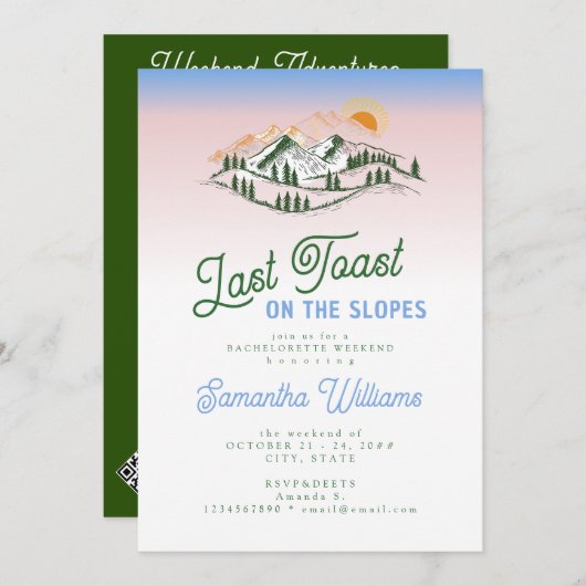 Invitation Dernier Toast Sur La Pente Ski Hiver BACH Week-end (Devant / Derrière)