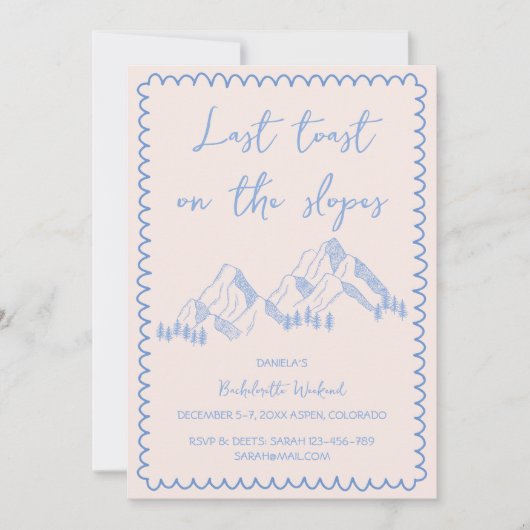 Invitation Dernier Toast Sur Les Pentes Bachelorette Week-End (Devant)