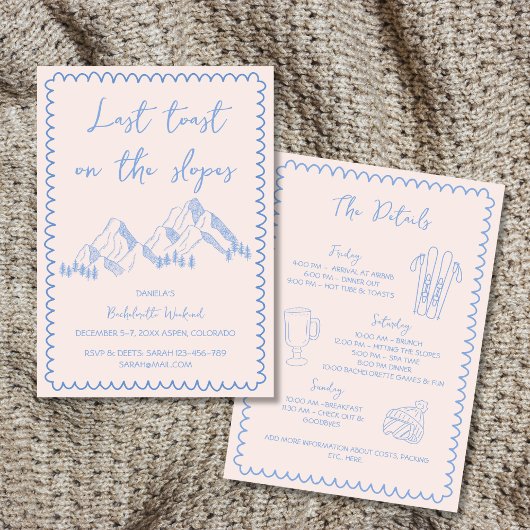 Invitation Dernier Toast Sur Les Pentes Bachelorette Week-End
