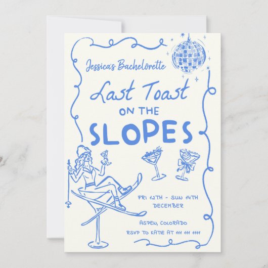 Invitation Dernier Toast Sur Les Pistes Week-end Enterrement (Devant)