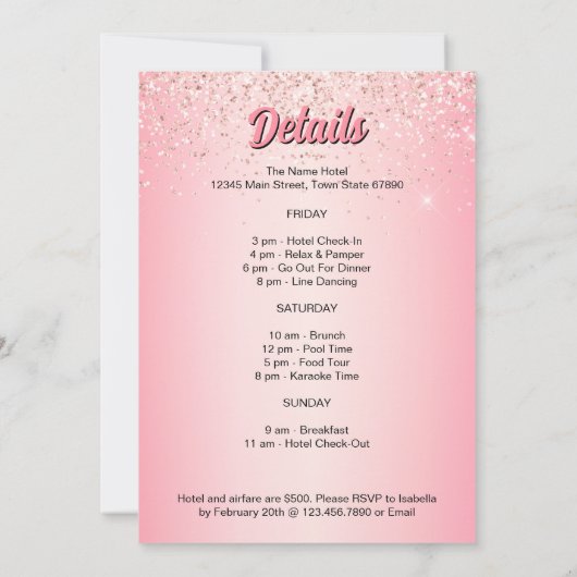 Invitation Dernier week-end Disco Retro Bachelorette (Dos)