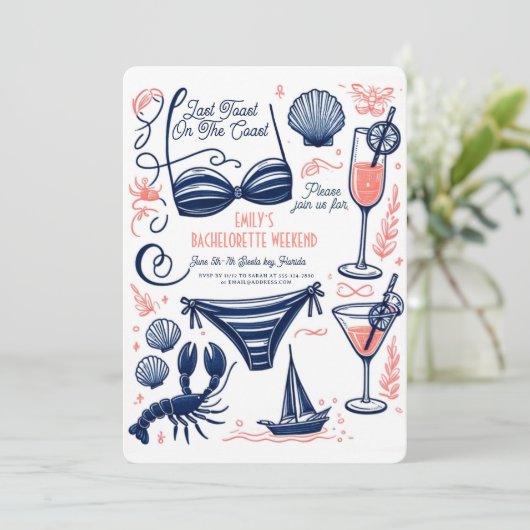 Invitation Dernière côte toast Bachelorette Week-end (Debout devant)