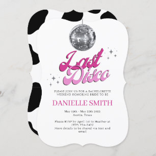 Invitation Dernière Disco Bachelorette Party Thème Vache impr