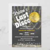 Invitation Dernière Disco Bash Bachelorette Party Glam Gold (Devant)