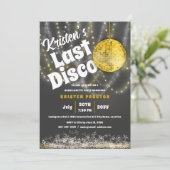 Invitation Dernière Disco Bash Bachelorette Party Glam Gold (Debout devant)