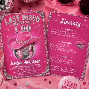 Invitation Dernière Disco Cowgirl Enterrement de Vie de Jeune