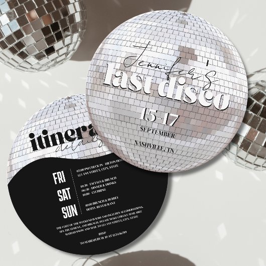 Invitation Dernière Disco les années 70 Bachelorette Week-end