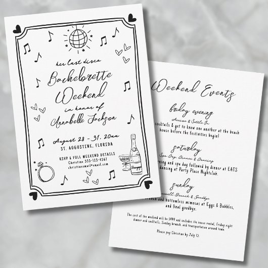 Invitation Dernière Disco Main Drake Bachelorette Party