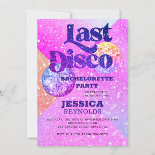 Invitation Dernière disco rétro 70 bachelorette party