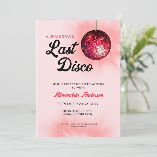 Invitation Dernière Disco Retro Bachelorette Week-end (Debout devant)