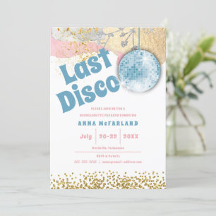 Invitation Dernière Disco Rétro Glam Bachelorette Bleu Or ros