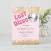 Invitation Dernière disco rétro Glam Pink Gold Bachelorette (Debout devant)