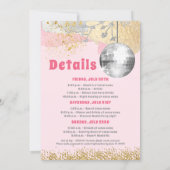 Invitation Dernière disco rétro Glam Pink Gold Bachelorette (Dos)