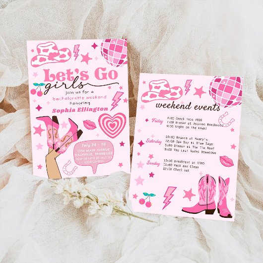 Invitation Dernière Disco Rodeo Bachelorette Week-end Nash Ba