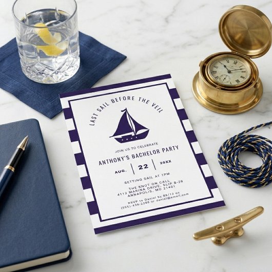 Invitation Dernière Fête de Célibataire Naútíque Avant le Voi