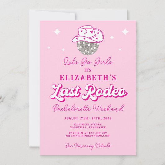Invitation Dernière Fête de Cowgirl avant le Mariage (Devant)