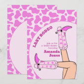 Invitation Dernière fête de Fête des mariées Rodeo Rose Cowgi (Devant / Derrière)