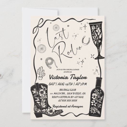 Invitation Dernière Fête des mariées occidentale Rodeo (Devant)