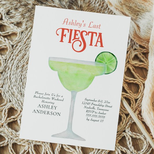 Invitation Dernière Fiesta Margarita Bachelorette Week-end