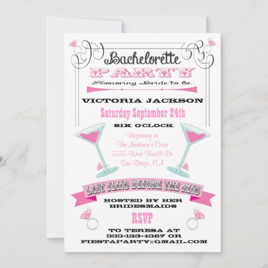 Invitation Dernière Fling avant la Bachelorette de la Ring (Devant)