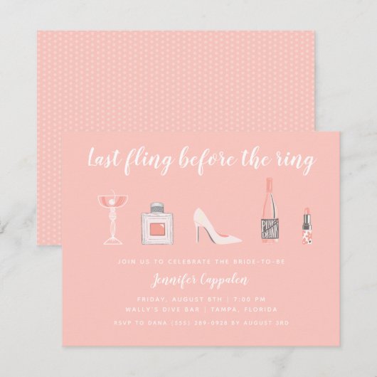 Invitation Dernière Fling avant la Bachelorette de la Ring (Devant / Derrière)
