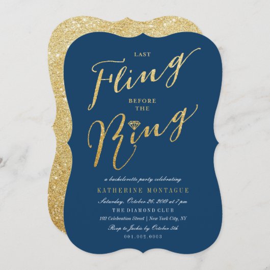 Invitation Dernière Fling Avant Le Ring Chic Bachelorette Par (Devant / Derrière)