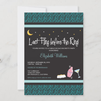 Invitation Dernière Fling Zebra Bachelorette (aqua