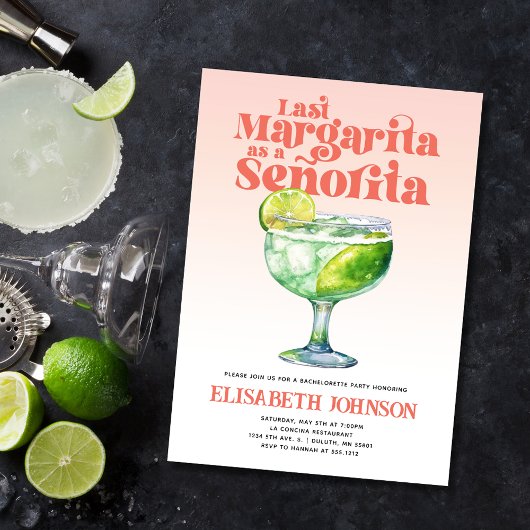 Invitation Dernière Margarita branchée comme une Señorita Bac