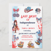 Invitation Dernière nuit d'indépendance 4ème de Bachelorette (Devant)