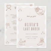 Invitation Dernière Rodéo Cowgirl Bachelorette Weekend Invita (Devant / Derrière)