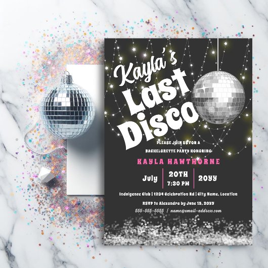 Invitation Dernière soirée de bachelorette Disco