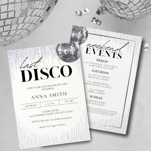 Invitation Dernière soirée disco Glitz & Glam Bachelorette