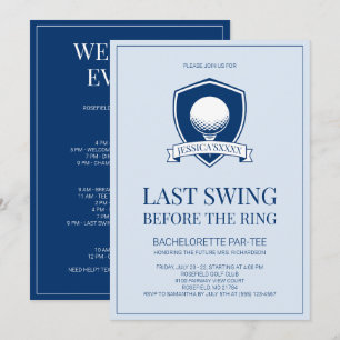Invitation Dernière soirée golf entre filles bleu et blanc po