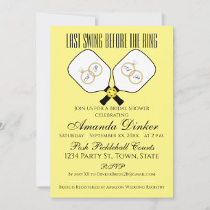 Invitation Dernière swing avant la bague Mariage Pickleball I